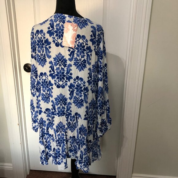 Band Of The Free White & Blue Floral Long Sleeve Dress Womens Size Medium NWT - Picture 4 of 9
